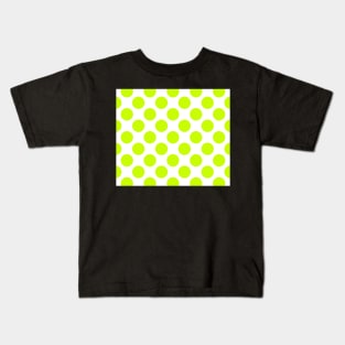 Chartreuse Green Yellow Neon Bright Polka Dots Cute Bold Fun Pattern Kids T-Shirt